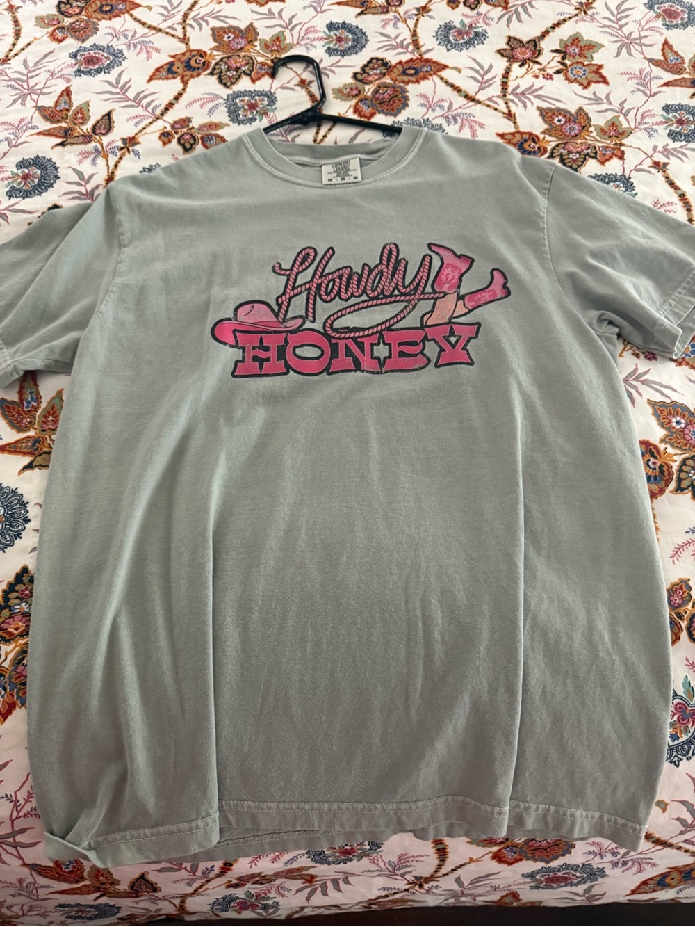Comfort Colors Light Gray Tee with Pink 'Howdy Honey' Graphic